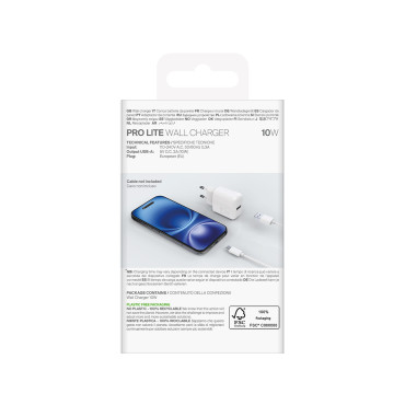 USB-A Prolite 10W Omrežni polnilnik - White