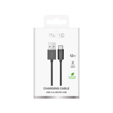 Kabel przewód USB-A - microUSB TPE 12W 2m - czarny