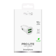 Chargeur de voiture 2x USB-A Pro Lite 10W - Blanc