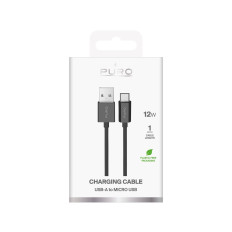 Kaapeli USB-kaapeli - MicroUSB TPE 12W 1m - musta