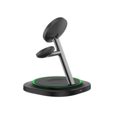 3in1 inductievlader voor Smartwatch Smartphone Magnetic Magsafe - Zwart