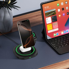 3in1 indukcijski nakladalec za pametni pametni pametni magnetni magsafe - črna