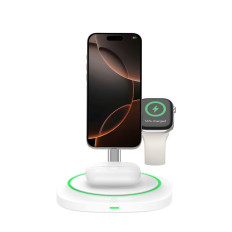 3In1 indukcijas lādētājs SmartWatch viedtālrunis Magnetic MagSafe - balta