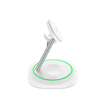3in1 indukčná nabíjačka pre smartwatch smartphone magnetický magsafe - biely