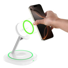 3IN1 Induktionsladdare för SmartWatch Smartphone Magnetic Magsafe - Vit