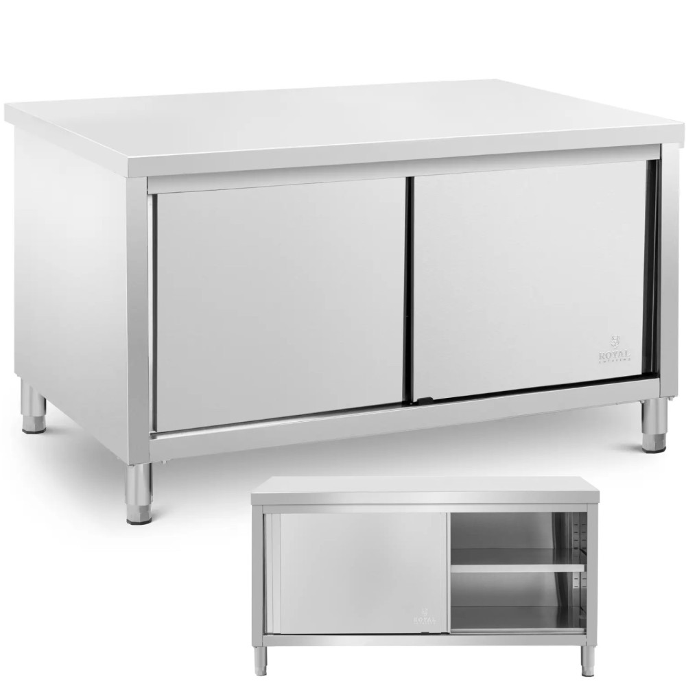 Bordarbejdsbord centralt med dørskabet. Lydstål 160 x 80 cm