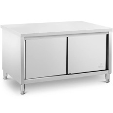 Table de travail de table centrale avec armoire de porte. Acier sonore 160 x 80 cm