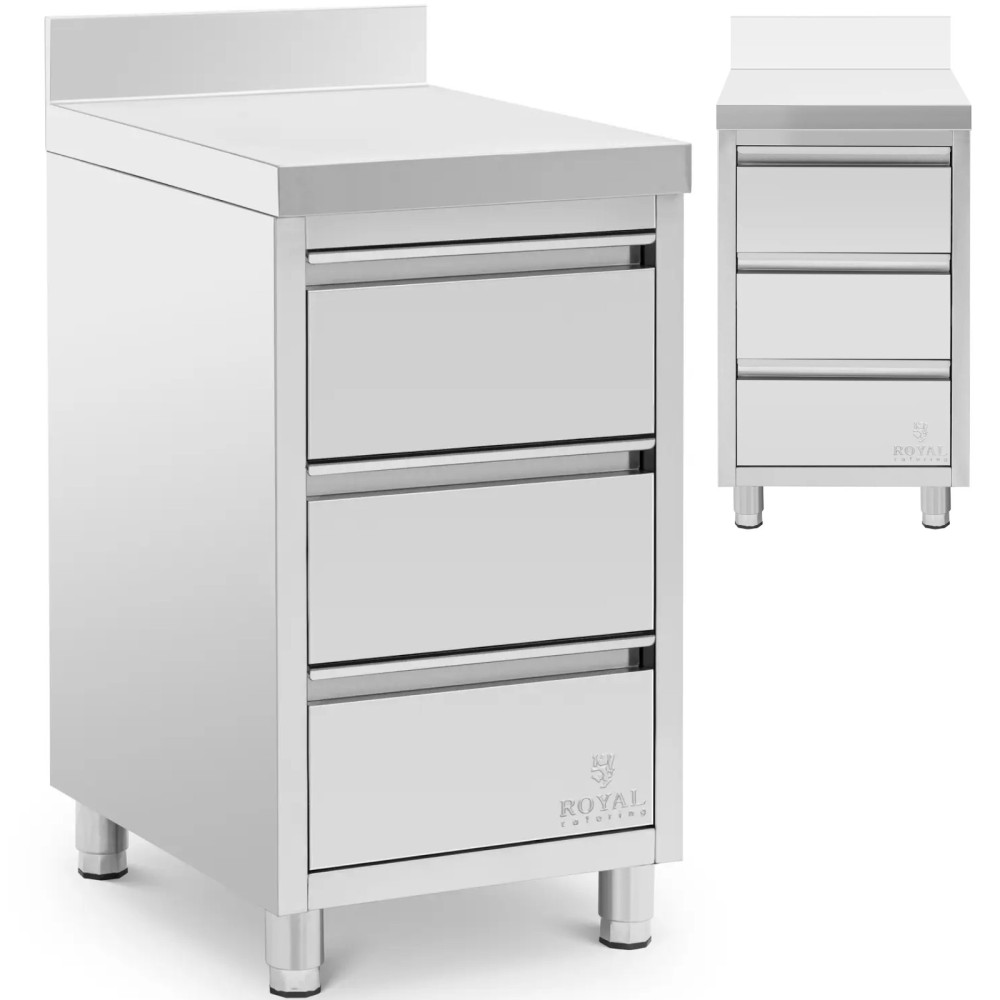 Caterpool Cabinet con rack 3 cassetti in acciaio 50 x 60 cm
