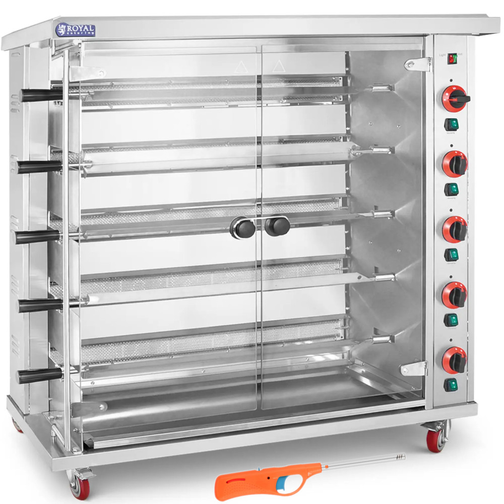 Dujų gazardas. Skrudintuvas iki 25 vištienos 5 purslų propano-butanas 25 kW