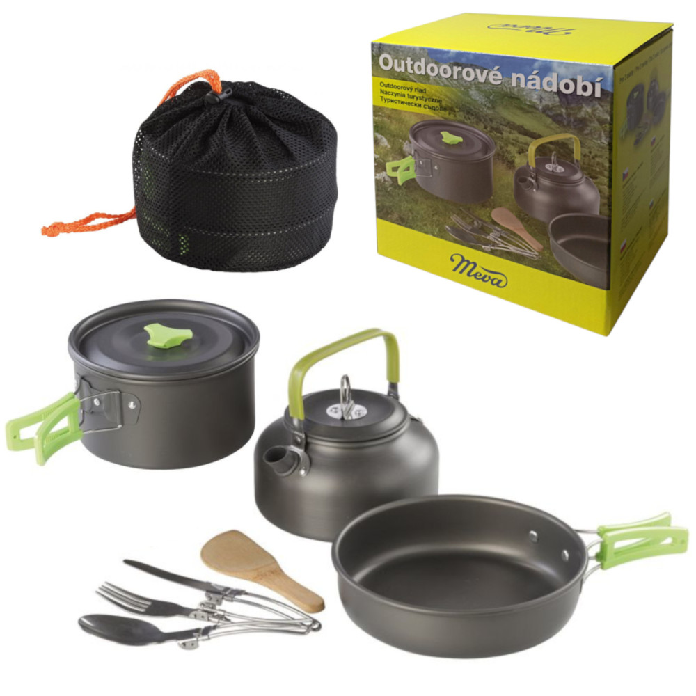 Disque de voyage Camping Bouilloire Pot Frire Cutlery Set pour 2 personnes