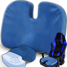 Rondella ortopedica del cuscino per seduta per sedia seggiolino auto XL - blu