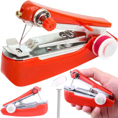 Mini rankų darbo nešiojamų siuvimo mašina be galios - raudona