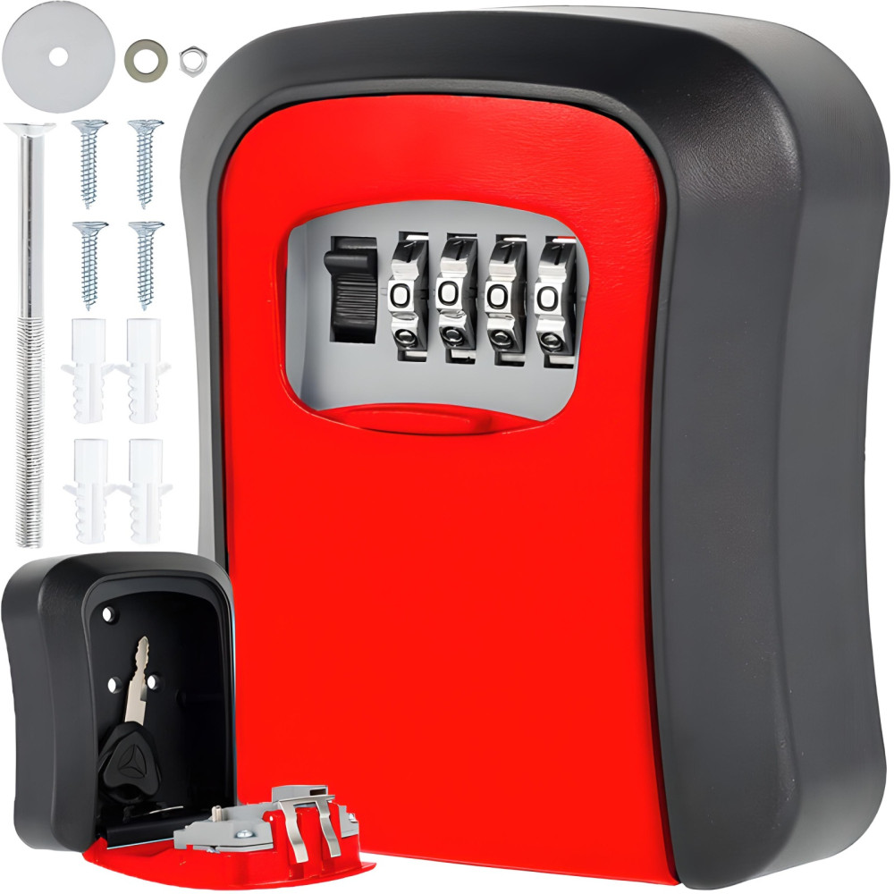 Atafa de metal seguro seguro para llaves con ciphamp ciphear 11.5 x 9.5 cm - rojo negro Atafa de metal seguro seguro para llaves con ciphamp ciphear 11.5 x 9.5 cm - rojo negro