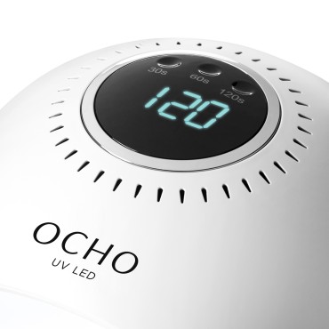 Lampada UV LED Ocho Nails 8 bianca 84W — primo piano dei comandi
