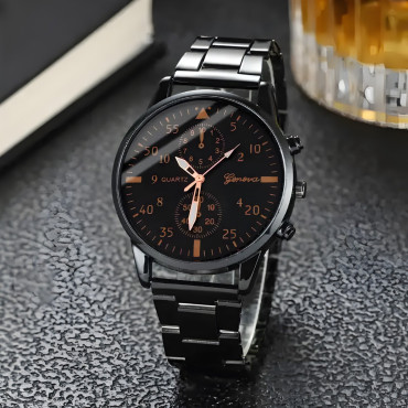 Classic Quartz Watch s 40 mm jeklene zapestnice - Črna