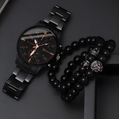 Klasični kvarcni sat s čeličnom narukvom od 40 mm - crno