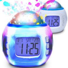 7W1 klok wekker met designer sky skies met een nachtlampje Een thermometer 10 melodieën