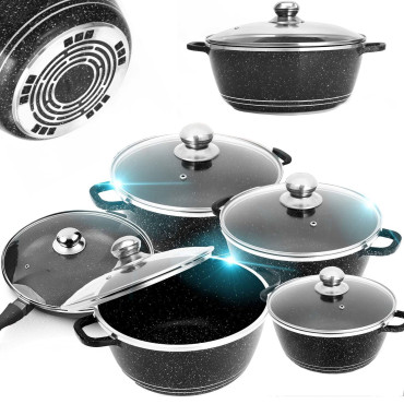 Eine Reihe von Pan-Töpfen...