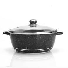 Een reeks pan potten met keramische laagdeksels - 12 EL.