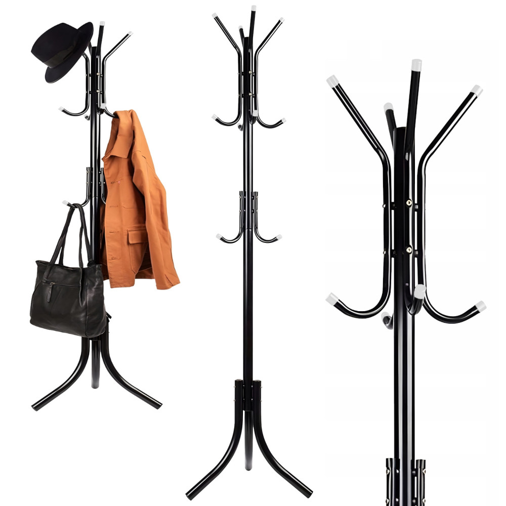 Drabužių grindų stovintys Loft 3 lygiai 175 cm - juoda