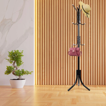 Kläder golv stående loft 3 nivåer 175 cm - svart