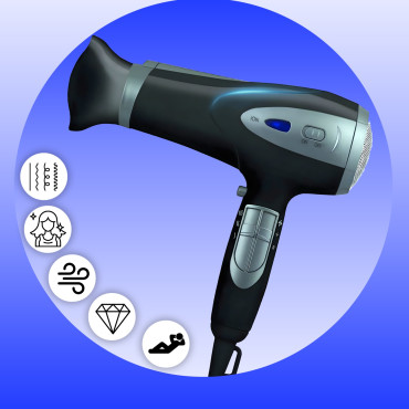 Secador de cabelo com ionização com acessórios para ar frio com acessórios 5W1 2000