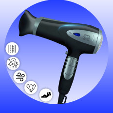 Asciugacapelli con ionizzazione con accessori aria fredda con accessori 5W1 2000