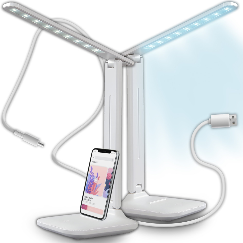 Lumière de bureau de l'école avec poignée de téléphone réglable - argent blanc