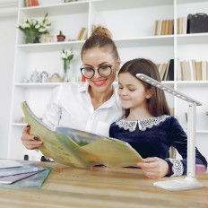 Lumière de bureau de l'école avec poignée de téléphone réglable - argent blanc