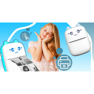 Termiskais printeris bērniem fotogrāfijām Piezīmes Mini Cat 11 veltņi - zili