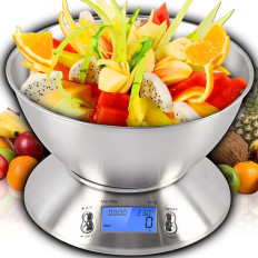 Échelle de la cuisine électronique avec un bol de thermomètre 1,8 l 1-5000 g / 1 g