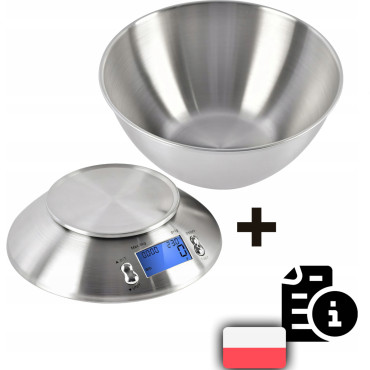 Elektronisk köksskala med en skål med termometer 1,8 L 1-5000 g / 1 g