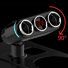 Distribuidor Lighter Socket 2x USB-A LCD 12/24 V 100 W Carregador