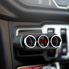 Izplatītājs Lighter Socket 2x USB-A LCD 12/24 V 100 W lādētājs