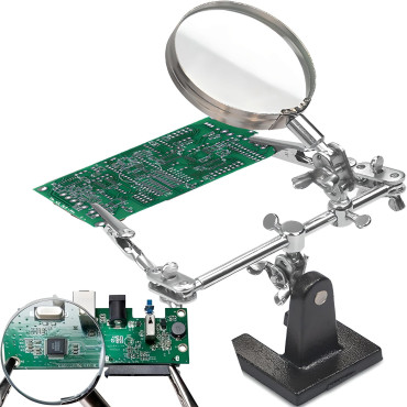 Spájkovacia súprava. Third hand with magnifying glass 2.5x adjustable handles