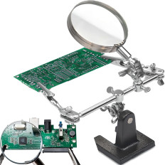 Spájkovacia súprava. Third hand with magnifying glass 2.5x adjustable handles