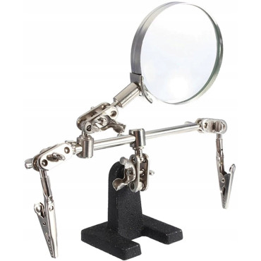 Spájkovacia súprava. Third hand with magnifying glass 2.5x adjustable handles