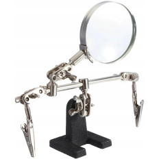 Spájkovacia súprava. Third hand with magnifying glass 2.5x adjustable handles