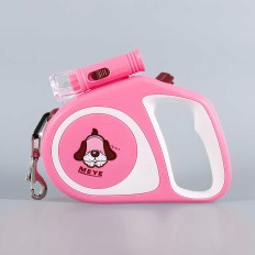 Automatisk hundfilm Lychy med LED-ljus ledde upp till 15 kg 5 m - rosa