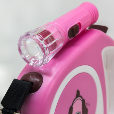 Avtomatski psa Film Lychy z LED svetlobo LED do 15 kg 5 m - roza