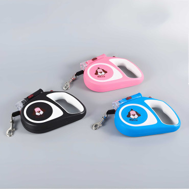 Corda automática para cães, gatos e gatos com travão LED até 15 kg 5 m - azul
