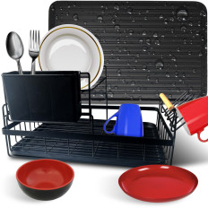 Secadora de doble nivel con bandeja 42 x 44 x 26.5 cm