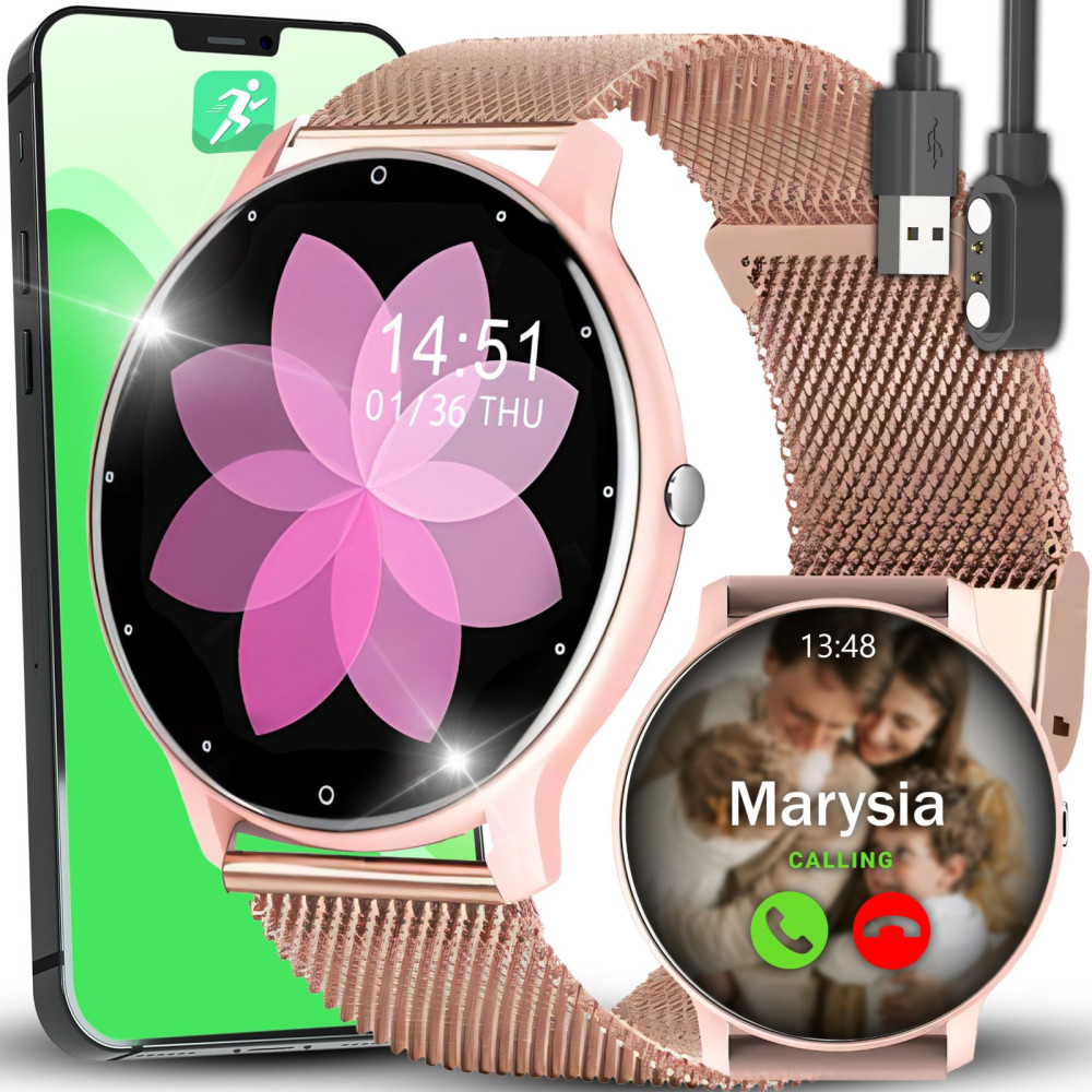 Smartwatch Női Watch Vízálló lépésszámláló pulzusmérés IPS 1.28 ''