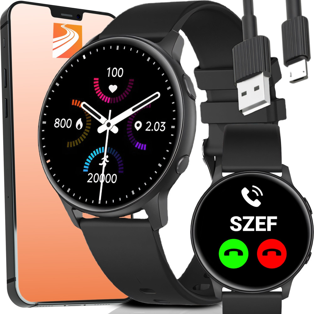 Smartwatch Sportswear Functionele functie Mirror Sleep Sleep Music 45mm - zwart
