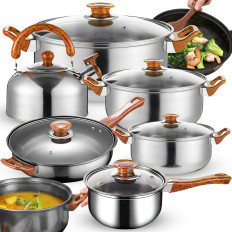 Un ensemble de pots de cuisine avec une bouilloire avec une induction à gaz - 11 el.