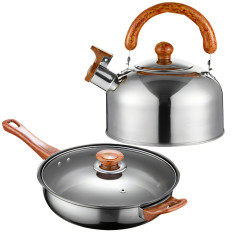 Et sett med kjøkkenpotter med vannkoker med gasspanneinduksjon - 11 el.