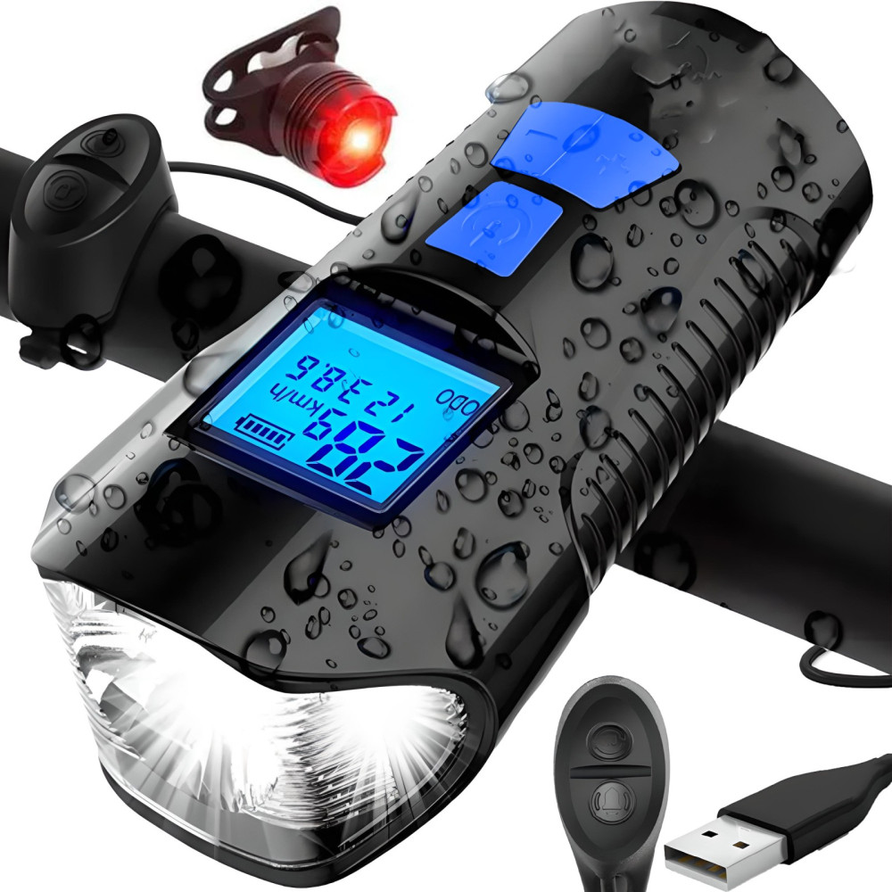 Lampe à piles à vélo sur le volant avec un comptoir imperméable de 300 lm