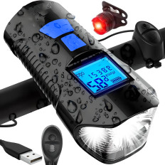 Battery-powered bicycle lamp with waterproof 300 lm bell