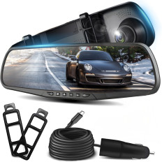 Κάμερα αυτοκινήτου με κινηματογράφο με ανίχνευση κίνησης πλήρης HD TF 12V καθρέφτη