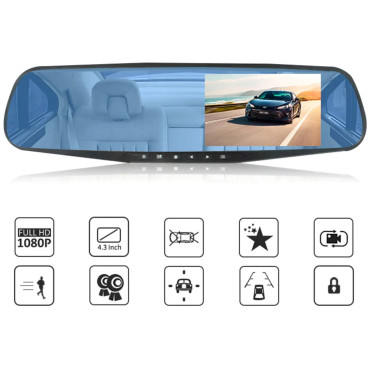 Filmarator Car Fotoaparát s detekciou pohybu Full HD TF 12V Zrkadlo
